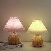 Nordic Rattan Table Lamp | LED Bedside Lamp | Modern Bedroom Light | Stylish Nightstand Fixture | USB Plug-in Lamp - Zardee-2