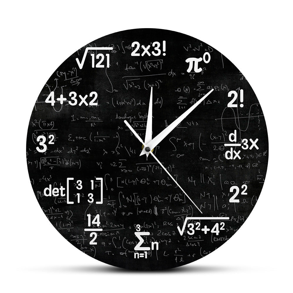 Mathematical Wall Clock | Geometric Design Clock | Unique Home Decor | Black Clock with Formulas | Creative Timepiece - Zardee-1