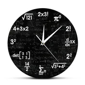 Mathematical Wall Clock | Geometric Design Clock | Unique Home Decor | Black Clock with Formulas | Creative Timepiece - Zardee-1