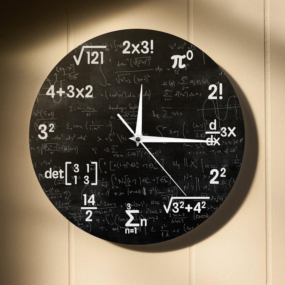 Mathematical Wall Clock | Geometric Design Clock | Unique Home Decor | Black Clock with Formulas | Creative Timepiece - Zardee-3
