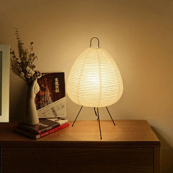 Japanese Rice Paper Table Lamp | LED Desk Light | Artistic Bedroom Lamp | Modern Living Room Fixture | Unique Home Decor Light - Zardee-3