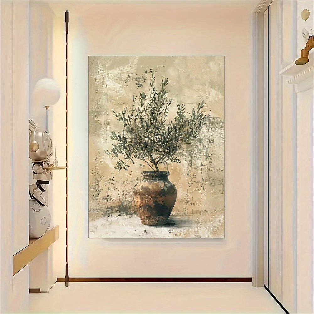 Sztuka na płótnie z gałązką oliwną