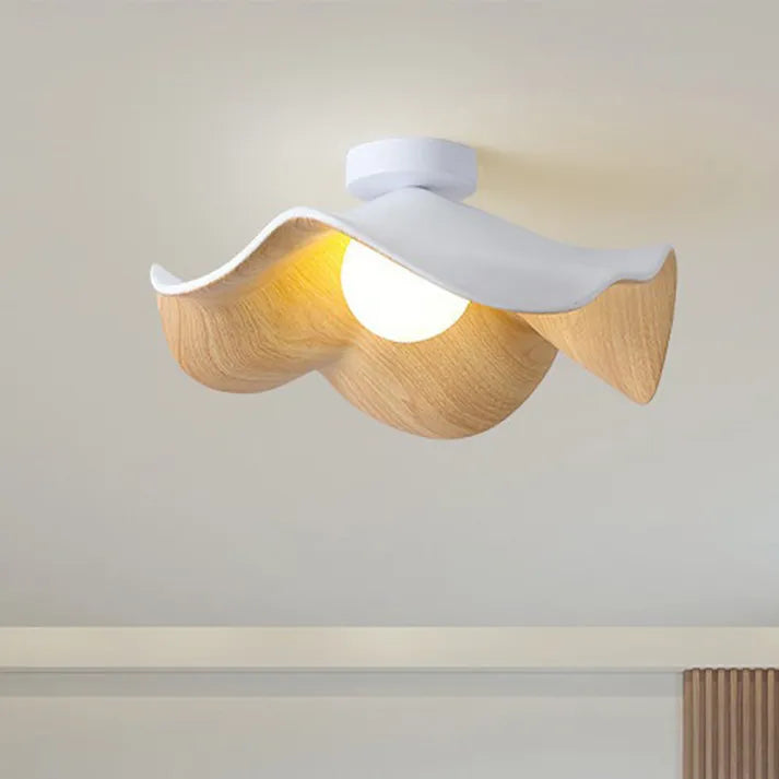 Nordic Wooden Lotus Ceiling Light | Modern Ceiling Light Fixture | Soft Ambient Lighting | Organic Design Lamp | Hanging Resin Light - Zardee-6