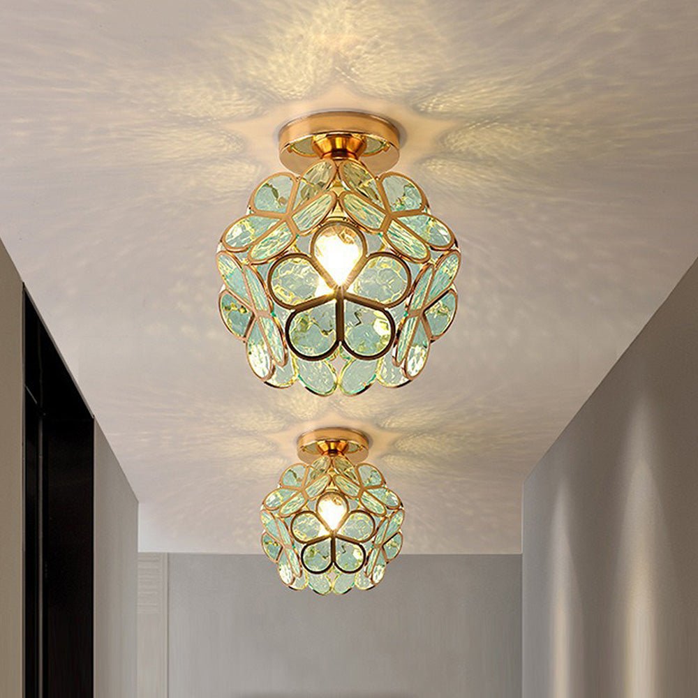 Glass Flower Ceiling Lamp | Elegant Ceiling Light Fixture | Modern Flush Mount Ceiling Light | Decorative Home Lighting | Stylish Ceiling Lights - Zardee-3