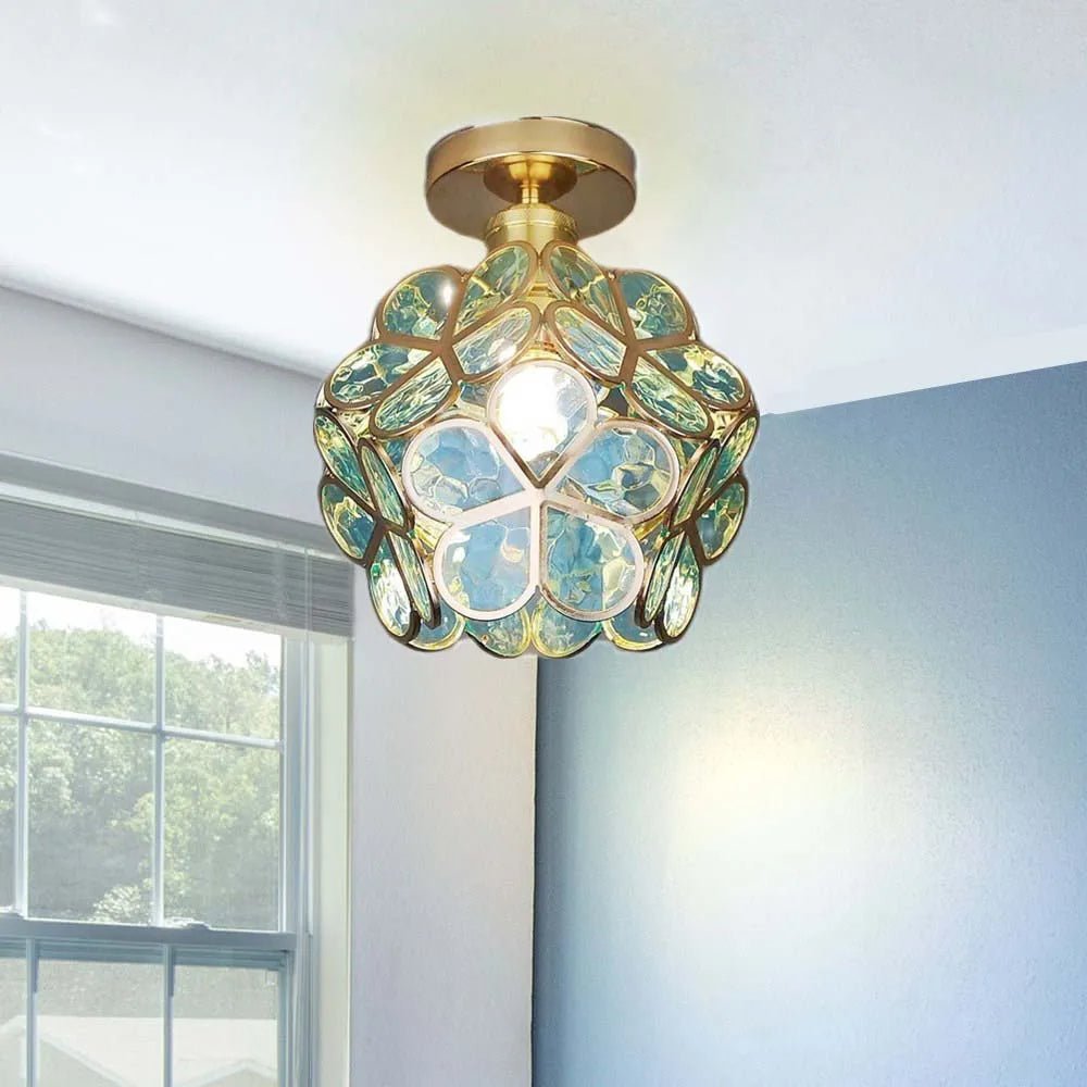 Glass Flower Ceiling Lamp | Elegant Ceiling Light Fixture | Modern Flush Mount Ceiling Light | Decorative Home Lighting | Stylish Ceiling Lights - Zardee-4