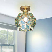 Glass Flower Ceiling Lamp | Elegant Ceiling Light Fixture | Modern Flush Mount Ceiling Light | Decorative Home Lighting | Stylish Ceiling Lights - Zardee-4