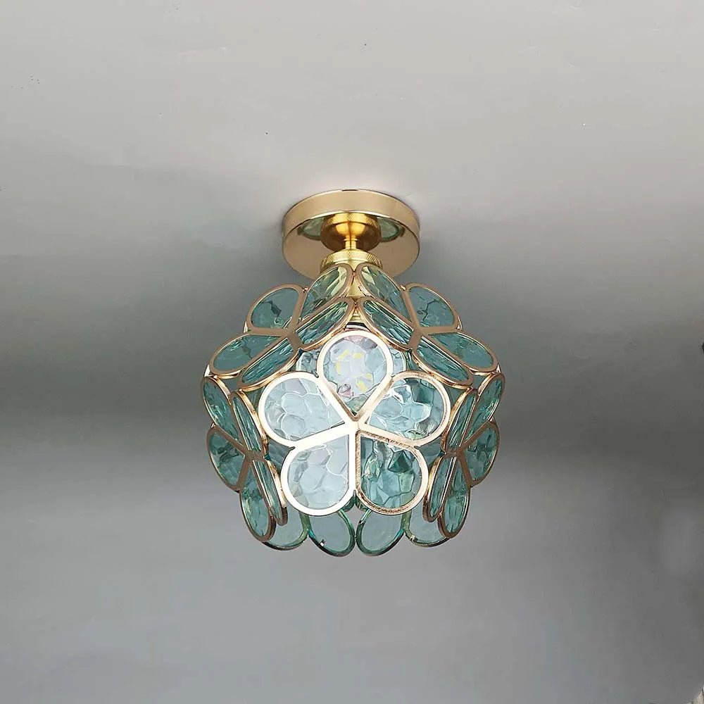 Glass Flower Ceiling Lamp | Elegant Ceiling Light Fixture | Modern Flush Mount Ceiling Light | Decorative Home Lighting | Stylish Ceiling Lights - Zardee-5