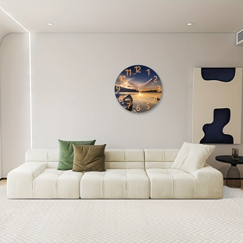 Modern Wall Clock | Silent Glass Wall Clock | Nautical Design Timepiece | Elegant Wall Decor | Battery Operated Clock - Zardee-3