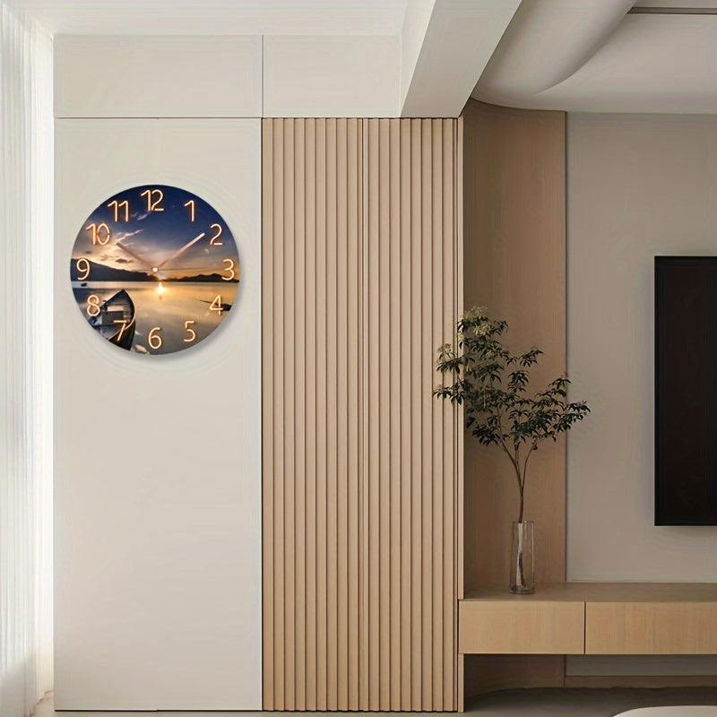 Modern Wall Clock | Silent Glass Wall Clock | Nautical Design Timepiece | Elegant Wall Decor | Battery Operated Clock - Zardee-5