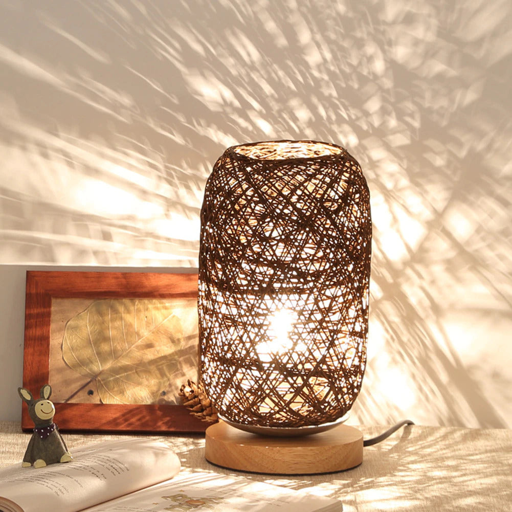 Twine Desk Lamp Cozy | Small Table Lamp with Natural Wood Base | Energy Efficient LED Light | Modern Reading Fixture | Stylish Home Office Lamp - Zardee-3