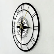 Nautical Wall Clock | Silent Compass Design | Vintage Metal Clock | Maritime Home Decor | Unique Gift Idea - Zardee-5