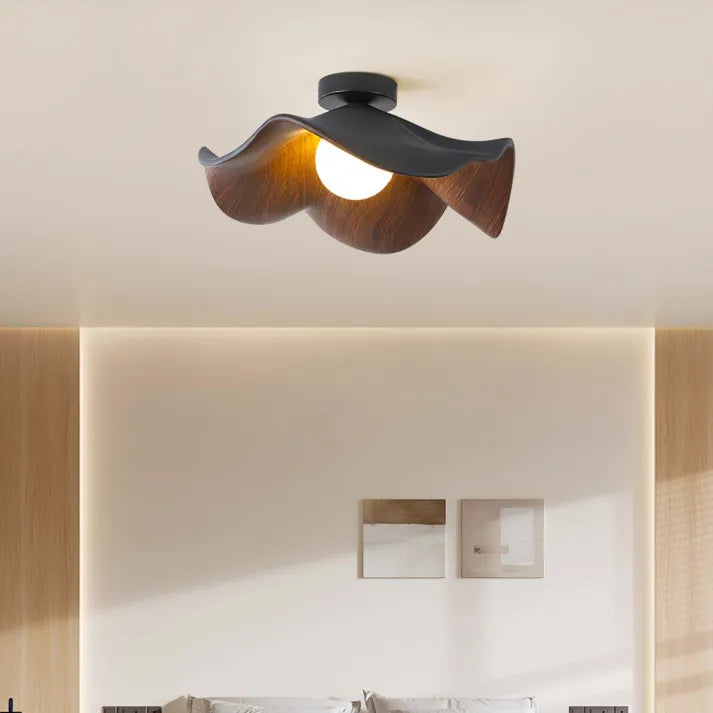 Variant image for Nordic Wooden Lotus Ceiling Light | Modern Ceiling Light Fixture | Soft Ambient Lighting | Organic Design Lamp | Hanging Resin Light - Zardee-3