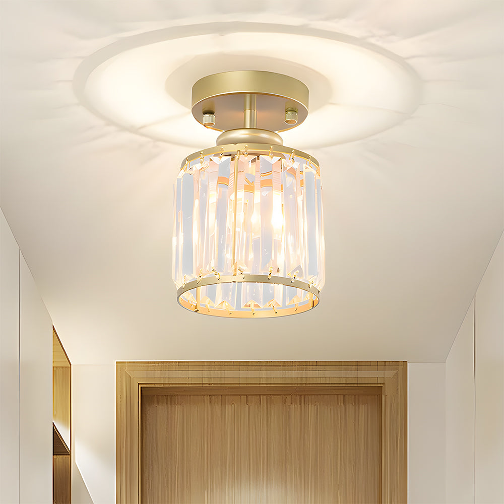 Modern Crystal Ceiling Light | Semi Flush Mount Ceiling Fixture | Elegant Hallway Lamp | Contemporary Lighting | Stylish Home Decor - Zardee 3