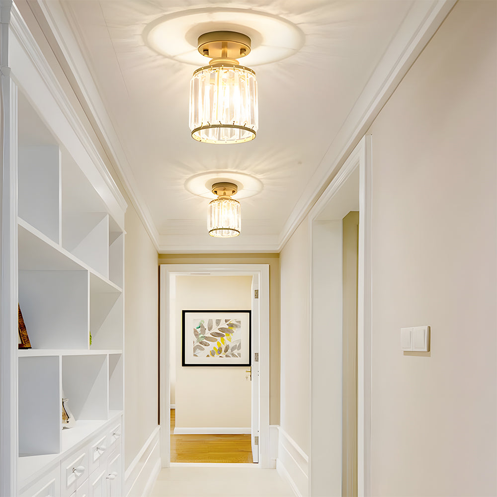 Modern Crystal Ceiling Light | Semi Flush Mount Ceiling Fixture | Elegant Hallway Lamp | Contemporary Lighting | Stylish Home Decor - Zardee 4