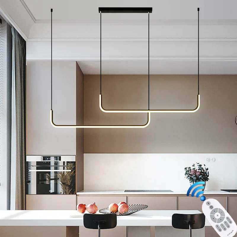 Modern Curved Linear Pendant Light | LED Ceiling Light Fixture | Adjustable Kitchen Pendant Lighting | Sleek Hanging Lights | Contemporary Pendant - Zardee-1