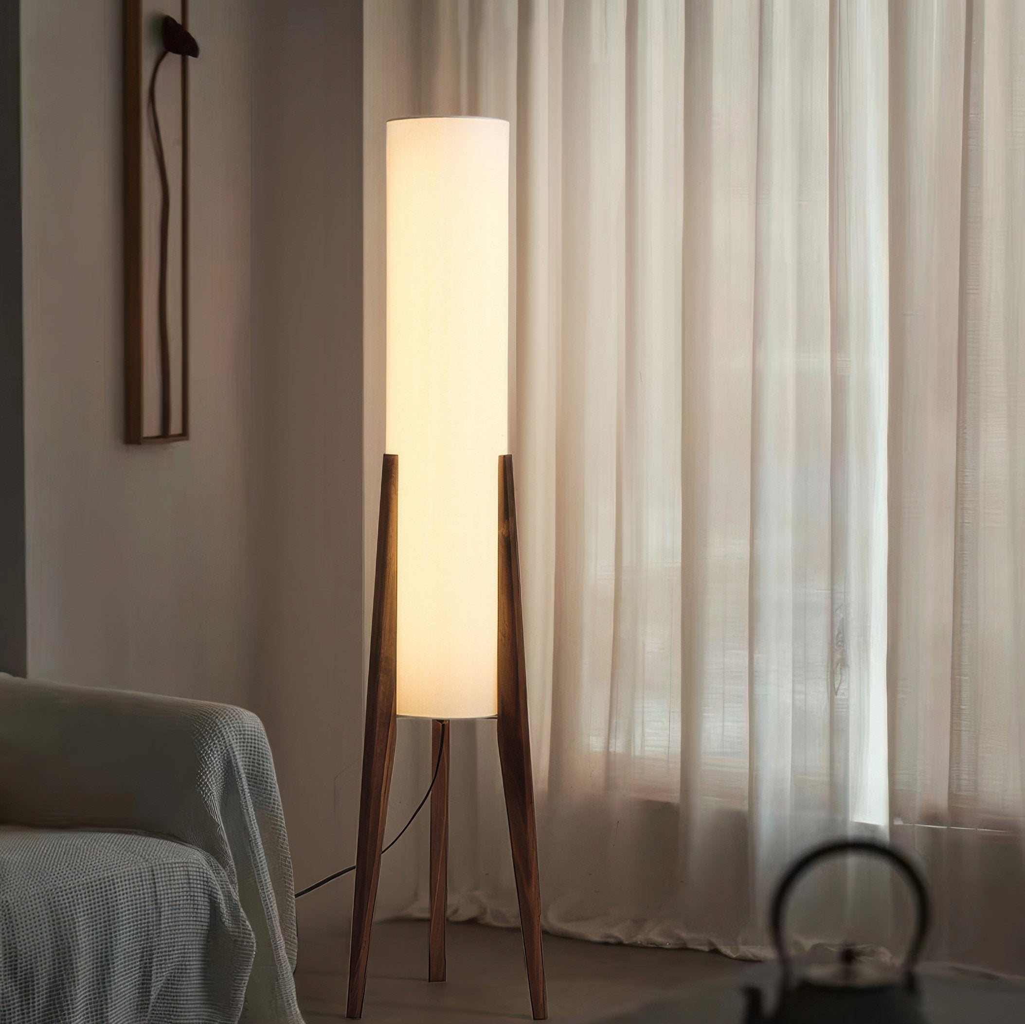 Modern Floor Lamp | Stylish Standing Lamp | Floor Lamps for Living Room | Elegant Lighting Fixture | LED Walnut Lamp - Zardee-4