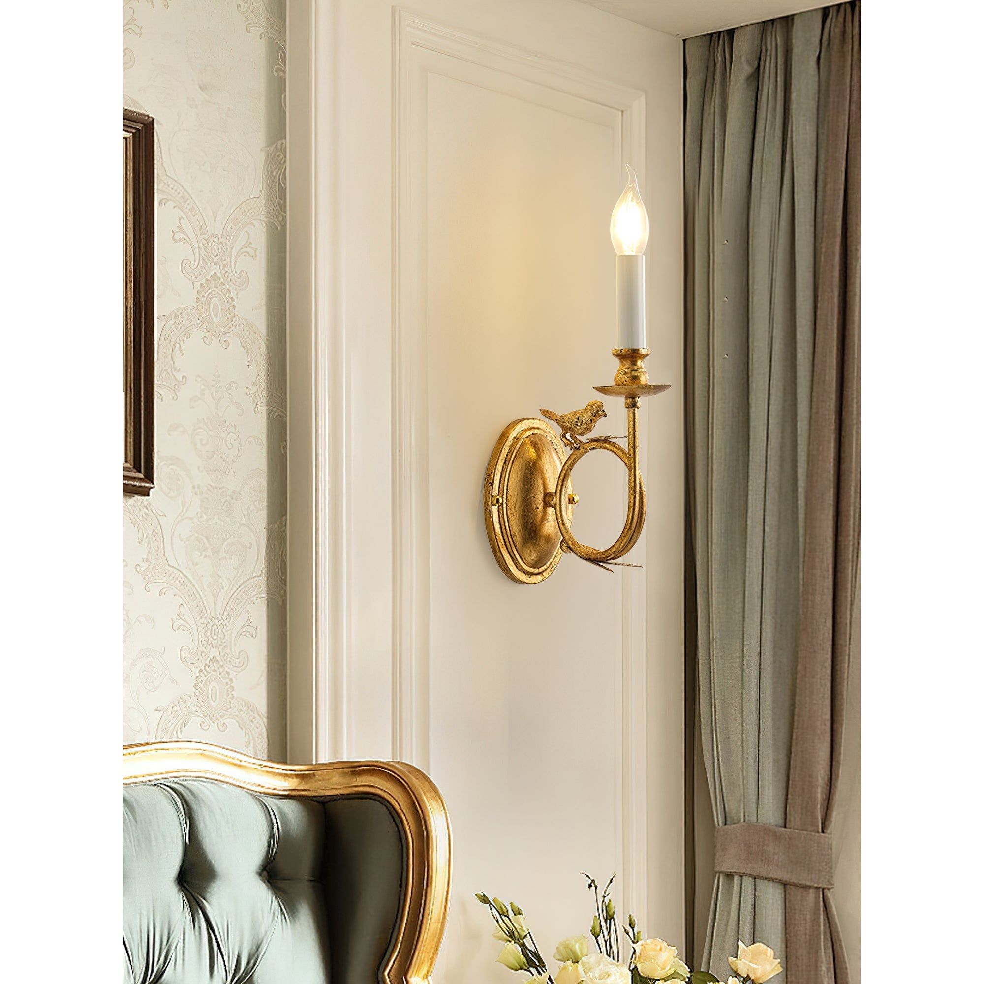 Vintage Bird Wall Sconce | Antique Brass Wall Light | Whimsical Sconce Lamp | Decorative Wall Lighting | Elegant Indoor Fixture - Zardee 6