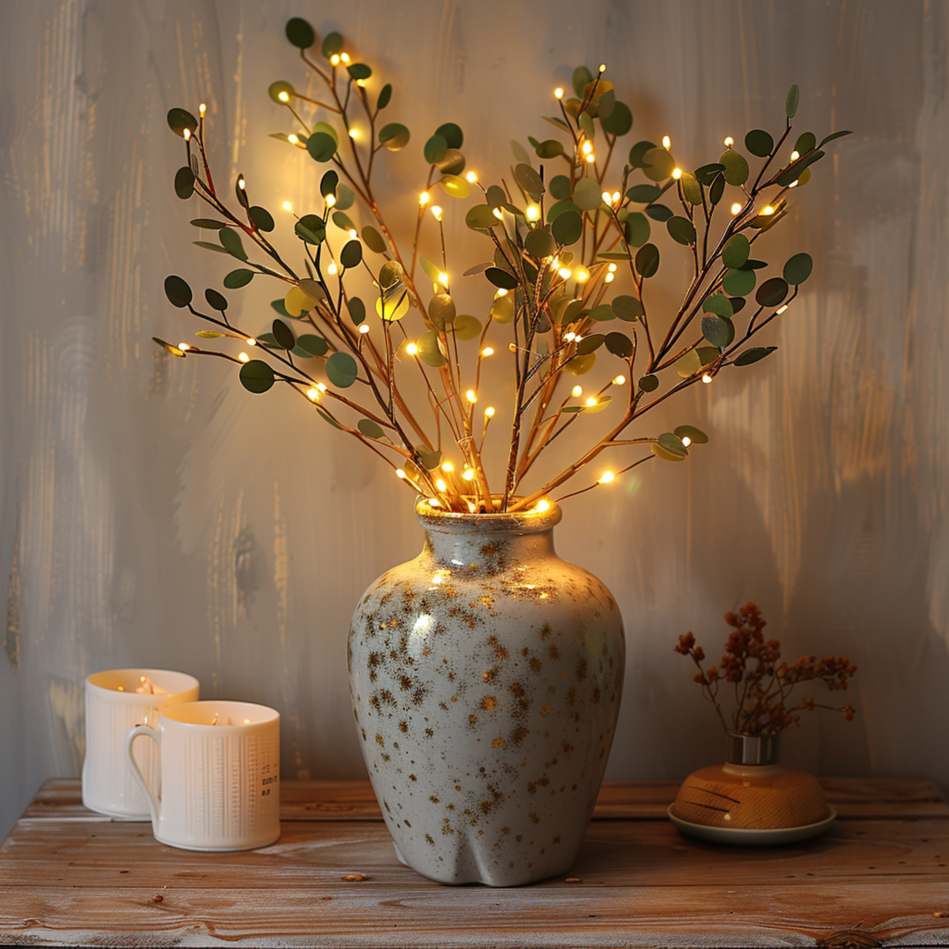 Fairy Lights Olive Branch | Decorative Light with Twinkling LEDs | Nature-Inspired Home Accent | Adjustable Light Fixture | Warm White LED Light - Zardee-1