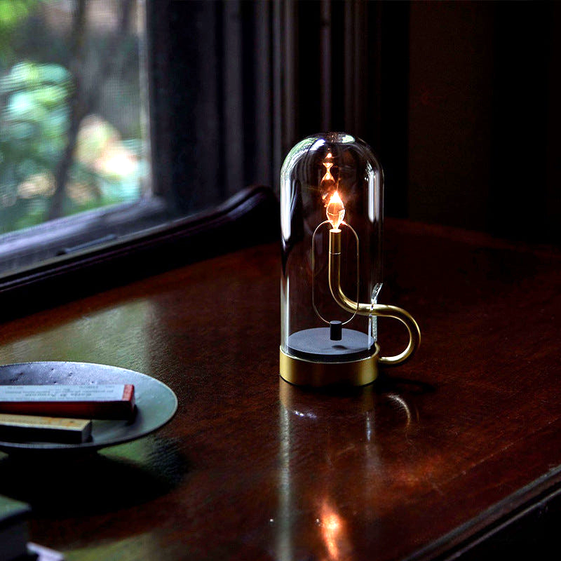 Portable LED Table Lamp | Flame-Inspired Bedside Light | Wireless Charging Desk Lamp | Touch Control Cordless Fixture | Compact Battery Operated Lamp - Zardee 2