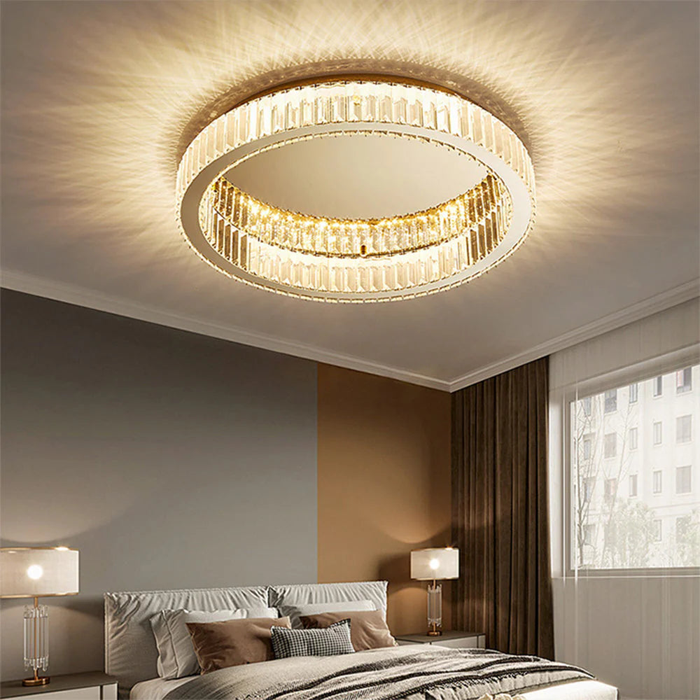 Round Crystal Ceiling Light | Modern LED Ceiling Fixture | Dimmable Flush Mount Light | Elegant Home Lighting | Stylish Ceiling Light - Zardee 3