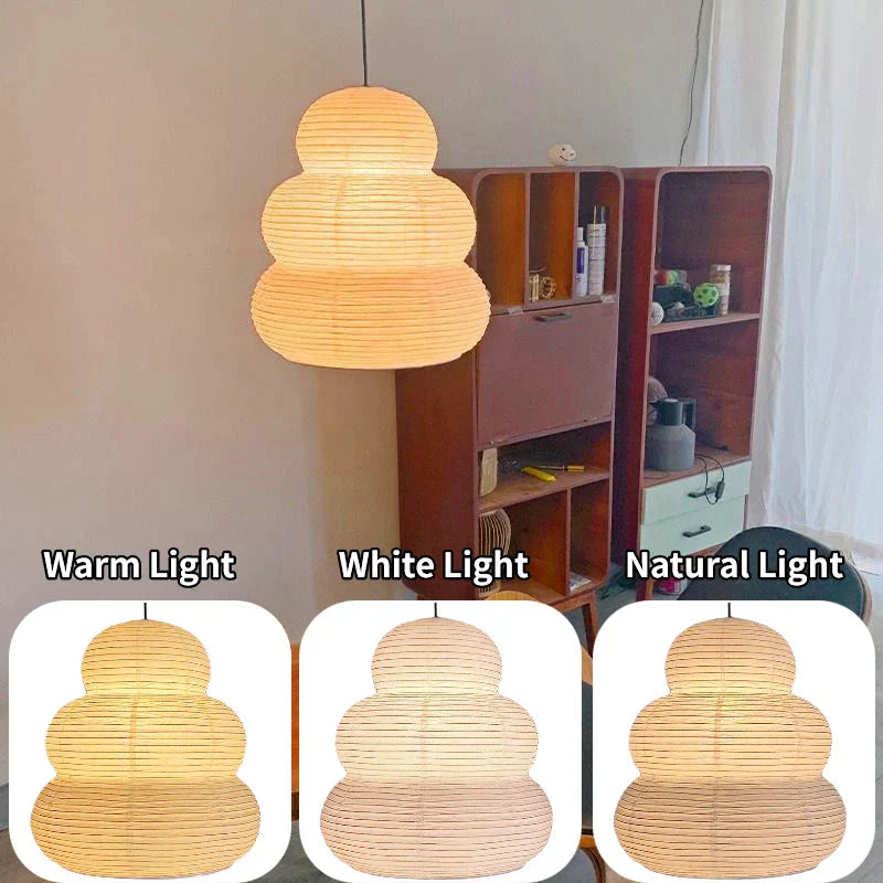Japanese Hanging Lamp | Modern Pendant Light | Dimmable Hanging Lights | Unique Rice Paper Fixture | Cozy Atmosphere Light - Zardee 4