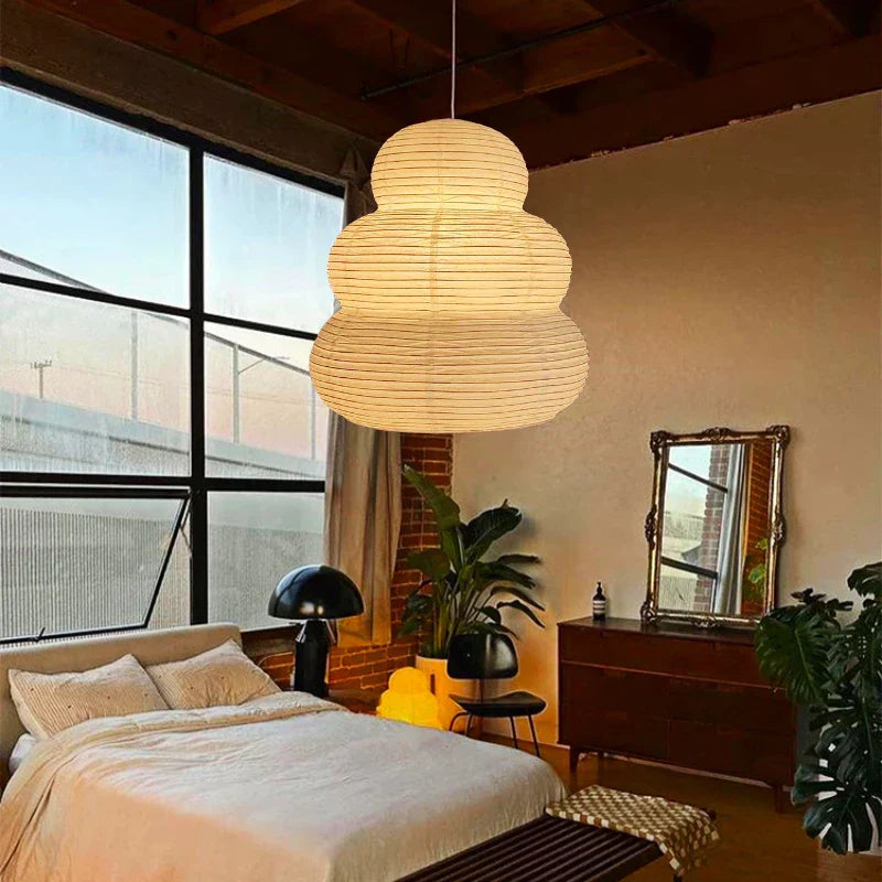 Japanese Hanging Lamp | Modern Pendant Light | Dimmable Hanging Lights | Unique Rice Paper Fixture | Cozy Atmosphere Light - Zardee 3