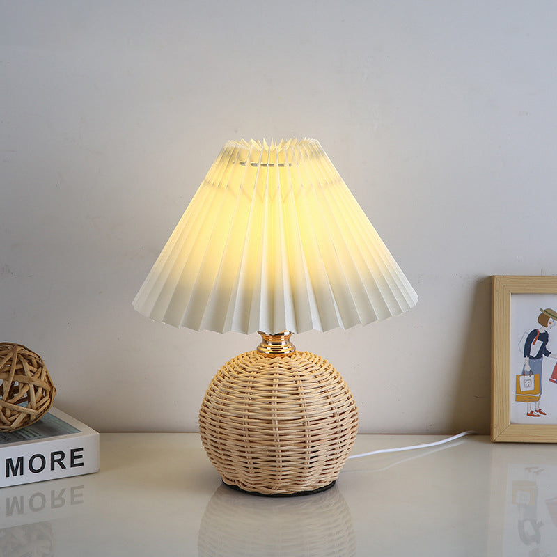 Variant image for Nordic Rattan Table Lamp | LED Bedside Lamp | Modern Bedroom Light | Stylish Nightstand Fixture | USB Plug-in Lamp - Zardee-2