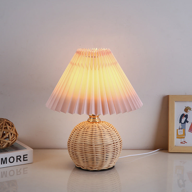 Variant image for Nordic Rattan Table Lamp | LED Bedside Lamp | Modern Bedroom Light | Stylish Nightstand Fixture | USB Plug-in Lamp - Zardee-3
