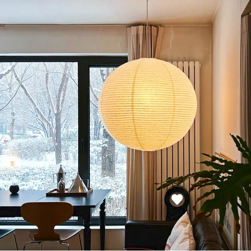 Japanese Hanging Lamp | Modern Pendant Light | Dimmable Hanging Lights | Unique Rice Paper Fixture | Cozy Atmosphere Light - Zardee 2