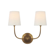 Variant image for Vendome Wall Sconce Vintage | Elegant Indoor Wall Lights | Brass Wall Lamp | Curved Arm Light Fixture | Soft Linen Shade Sconce - Zardee-4