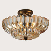 Vintage Amber Glass Ceiling Light | Dimmable LED Ceiling Light | Flush Mount Ceiling Light Fixture | Elegant Home Lighting | Retro Style Illumination - Zardee 0