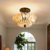 Vintage Amber Glass Ceiling Light | Dimmable LED Ceiling Light | Flush Mount Ceiling Light Fixture | Elegant Home Lighting | Retro Style Illumination - Zardee 1