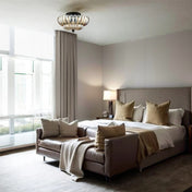 Vintage Amber Glass Ceiling Light | Dimmable LED Ceiling Light | Flush Mount Ceiling Light Fixture | Elegant Home Lighting | Retro Style Illumination - Zardee 3