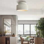 Vintage Cream Flush Mount Ceiling Light | Elegant Ceiling Light Fixture | Stylish Drum Light | Warm Light Home Decor | Ideal for Low Ceilings - Zardee 2