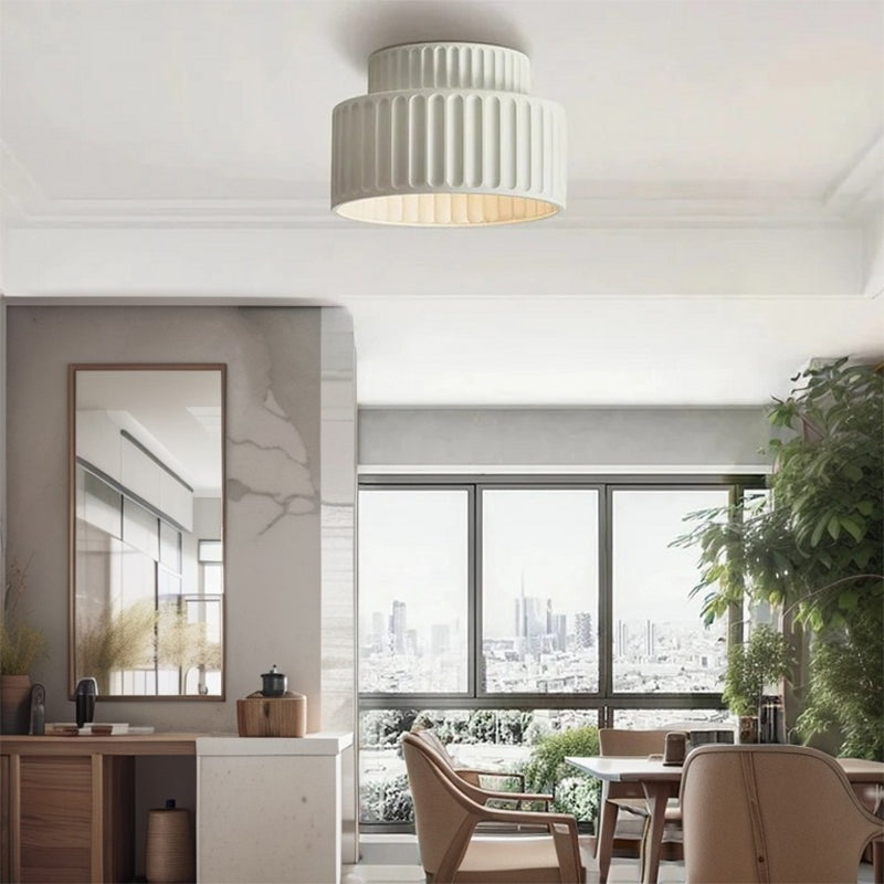 Vintage Cream Flush Mount Ceiling Light | Elegant Ceiling Light Fixture | Stylish Drum Light | Warm Light Home Decor | Ideal for Low Ceilings - Zardee 2