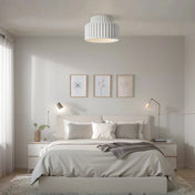 Vintage Cream Flush Mount Ceiling Light | Elegant Ceiling Light Fixture | Stylish Drum Light | Warm Light Home Decor | Ideal for Low Ceilings - Zardee 3