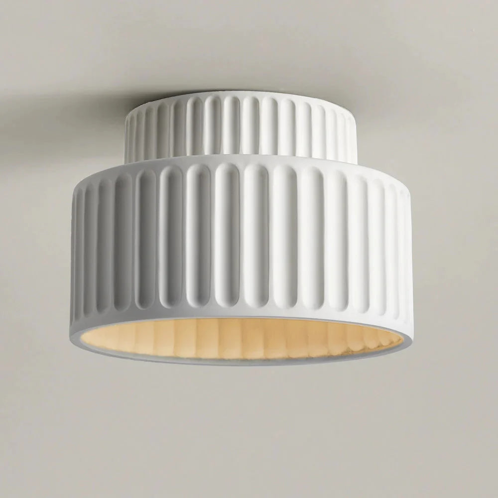 Vintage Cream Flush Mount Ceiling Light | Elegant Ceiling Light Fixture | Stylish Drum Light | Warm Light Home Decor | Ideal for Low Ceilings - Zardee 6