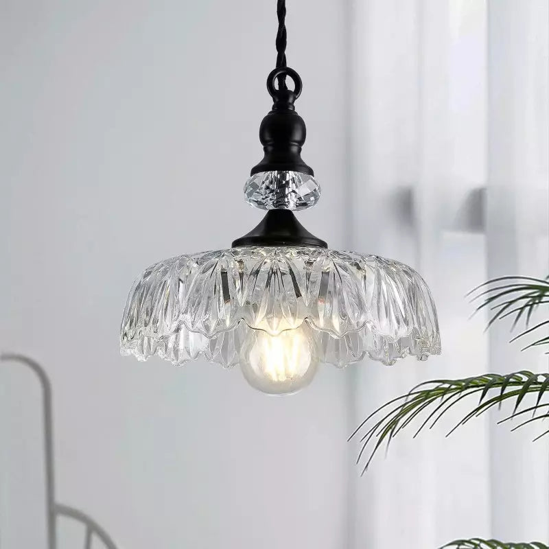 Vintage Glass Pendant Light | Kitchen Pendant Lighting Fixture | Elegant Hanging Lights | Adjustable Cord Pendant | Warm Light for Living Room - Zardee 0
