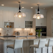 Vintage Glass Pendant Light | Kitchen Pendant Lighting Fixture | Elegant Hanging Lights | Adjustable Cord Pendant | Warm Light for Living Room - Zardee 2