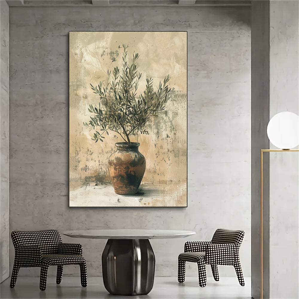 Sztuka na płótnie z gałązką oliwną