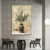 Sztuka na płótnie z gałązką oliwną