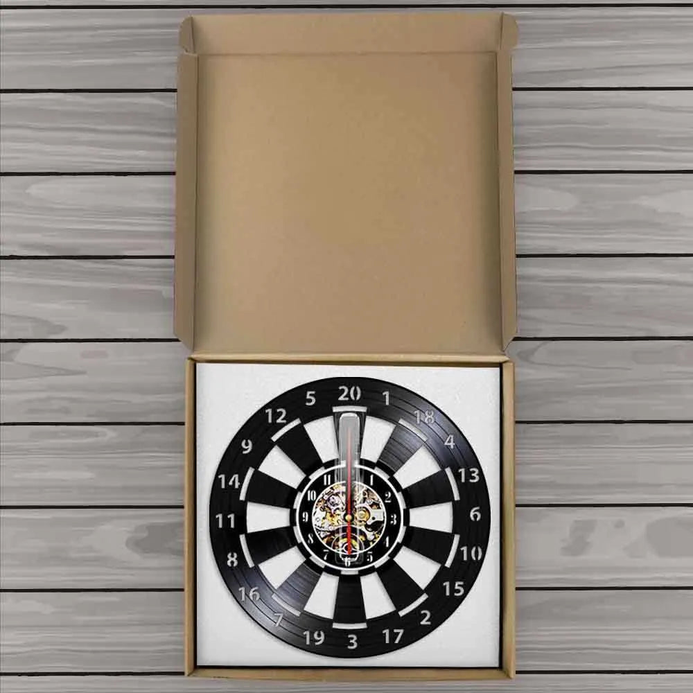 Dartboard Wall Clock | Vinyl Sports Clock | Silent Quartz Movement | Retro Home Decor | Unique Gift for Sports Lovers - Zardee-4