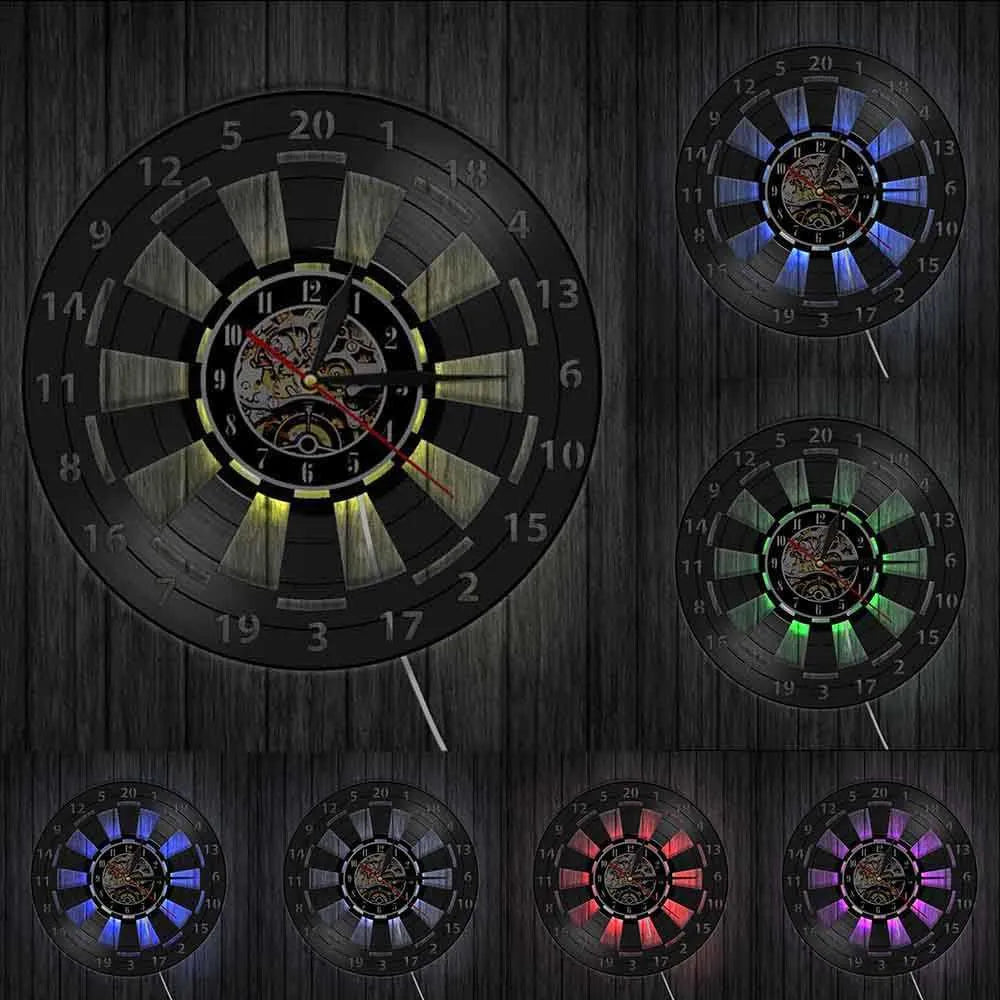 Dartboard Wall Clock | Vinyl Sports Clock | Silent Quartz Movement | Retro Home Decor | Unique Gift for Sports Lovers - Zardee-3