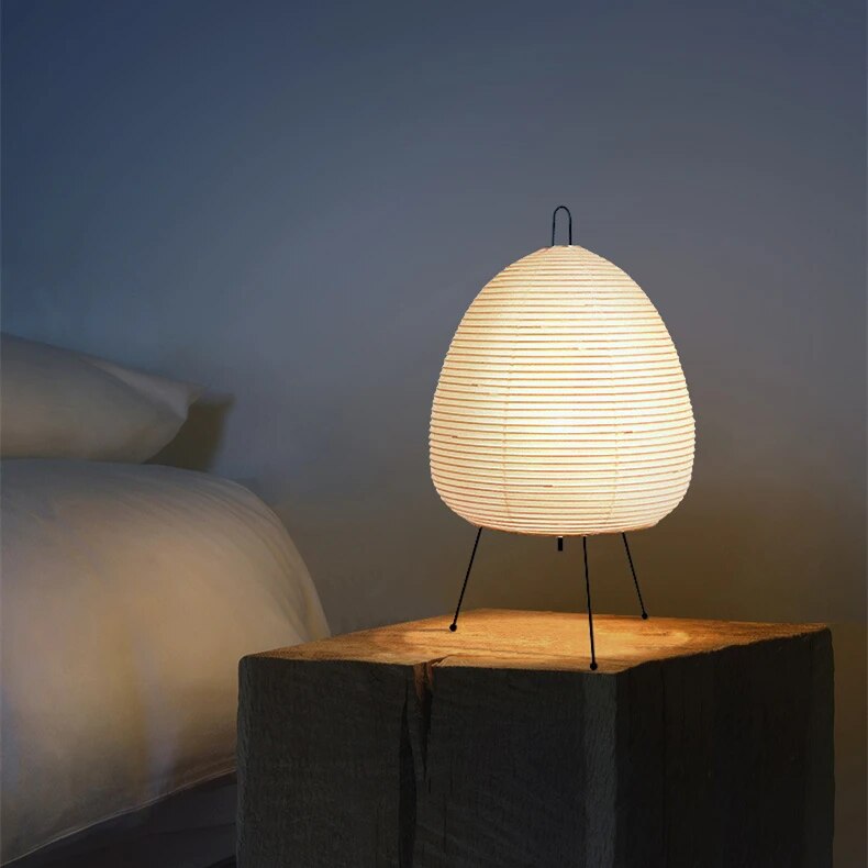 Japanese Rice Paper Table Lamp | LED Desk Light | Artistic Bedroom Lamp | Modern Living Room Fixture | Unique Home Decor Light - Zardee-2