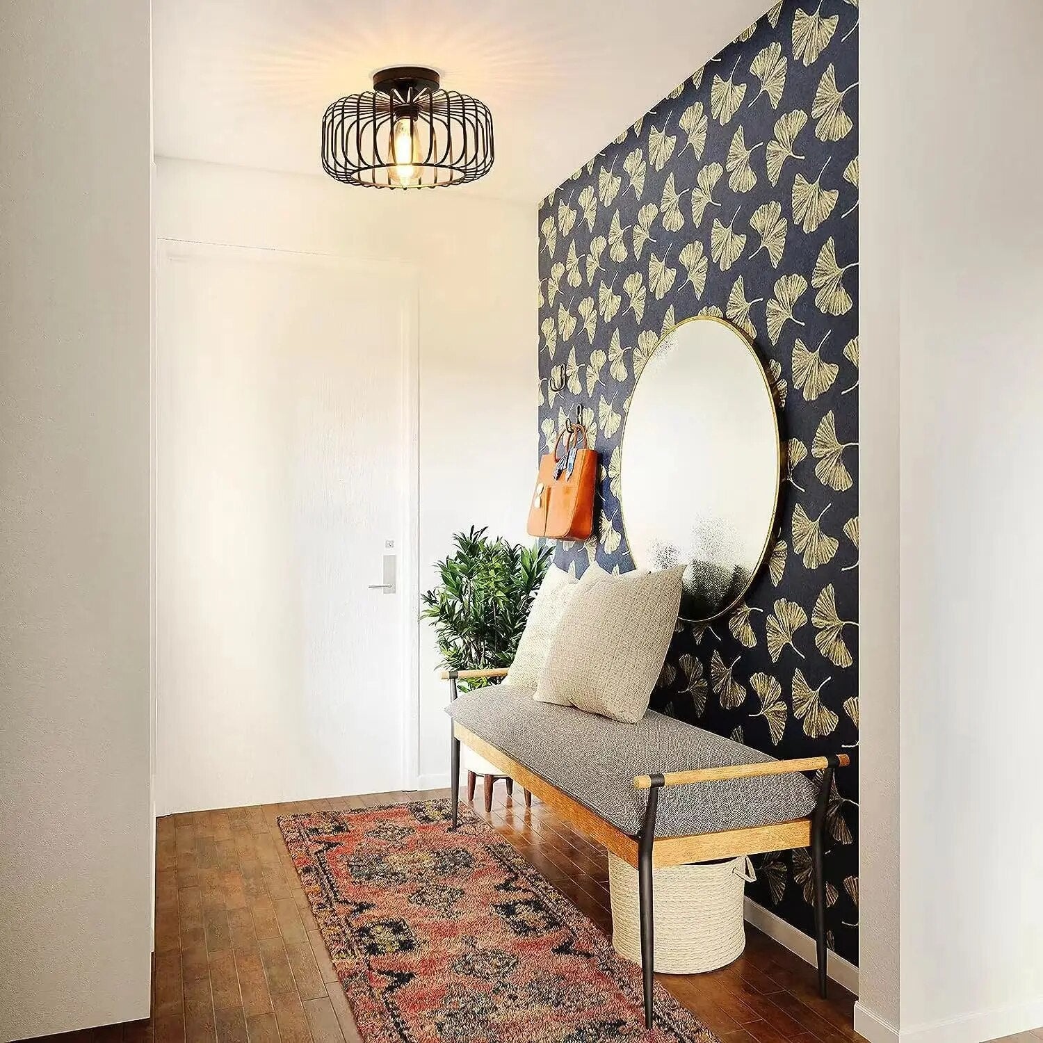 Birdcage Ceiling Light | E26 Pendant Fixture | Modern Iron Lamp | Decorative Indoor Lighting | Warm Ambience Fixture - Zardee-4