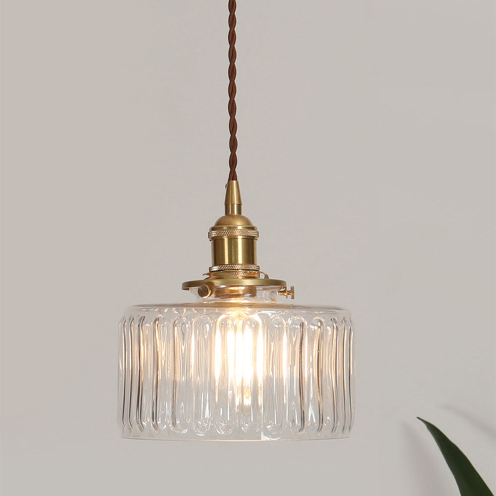 Variant image for Vintage Crystal Pendant Light | Elegant Glass Pendant Lighting | Adjustable Height Hanging Lights | Warm Ambient Fixture | Classic Cylinder Design - Zardee-4