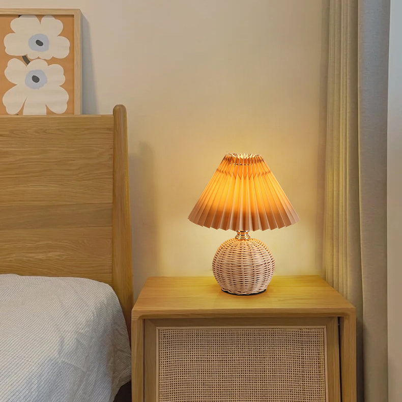 Variant image for Nordic Rattan Table Lamp | LED Bedside Lamp | Modern Bedroom Light | Stylish Nightstand Fixture | USB Plug-in Lamp - Zardee-4