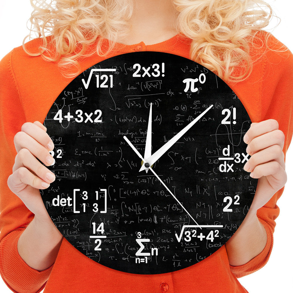 Mathematical Wall Clock | Geometric Design Clock | Unique Home Decor | Black Clock with Formulas | Creative Timepiece - Zardee-4