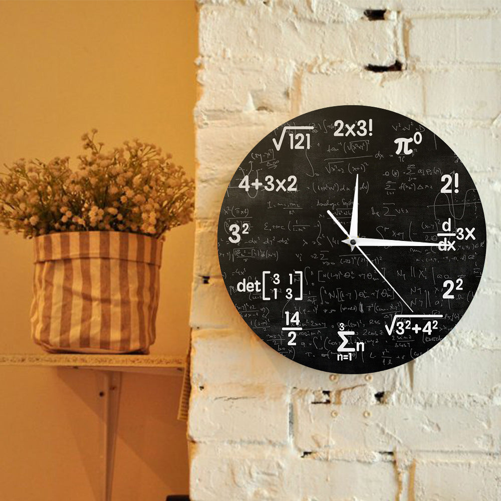 Mathematical Wall Clock | Geometric Design Clock | Unique Home Decor | Black Clock with Formulas | Creative Timepiece - Zardee-5