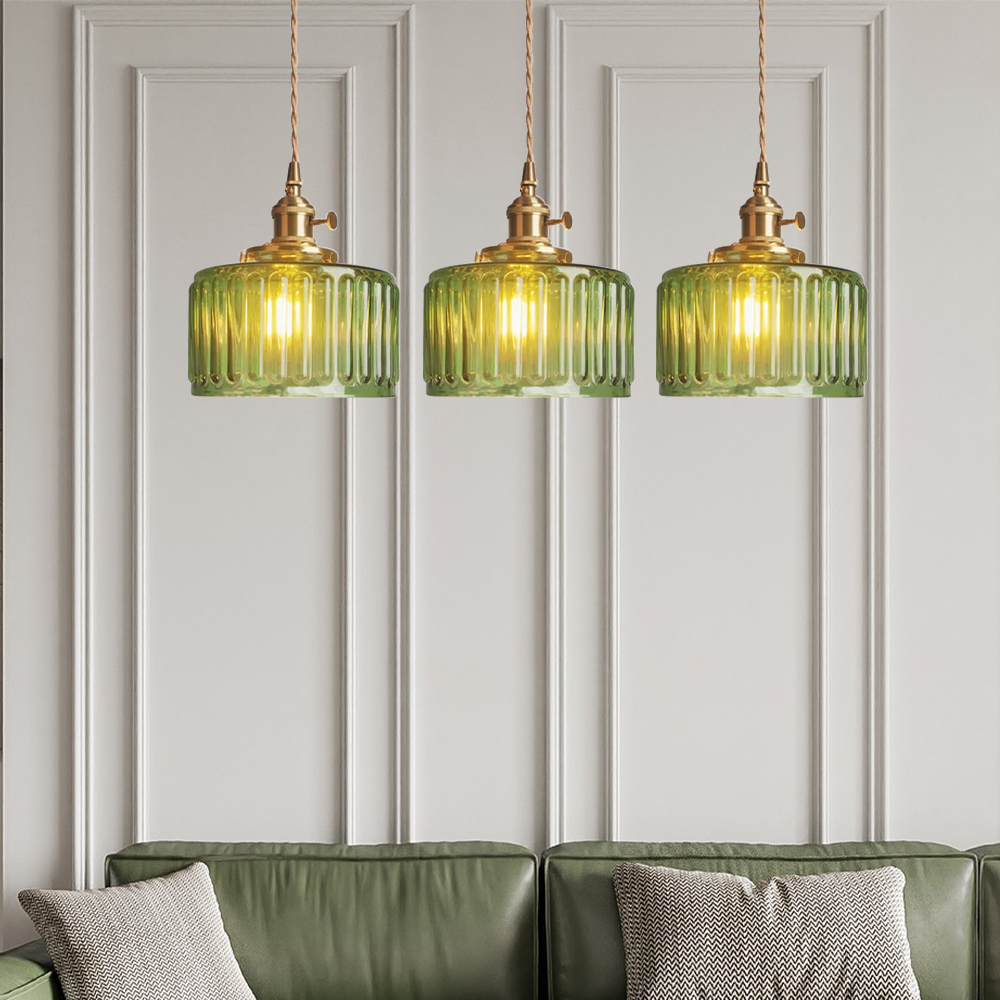 Vintage Crystal Pendant Light | Elegant Glass Pendant Lighting | Adjustable Height Hanging Lights | Warm Ambient Fixture | Classic Cylinder Design - Zardee-6